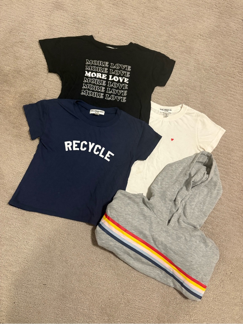 Girls 10-12 Graphic Tee Bundle - Navy, Black, White & Gray